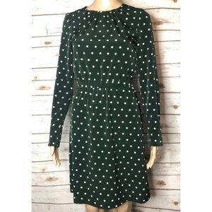 H&M hunter green polka dot long sleeve dress sz 14